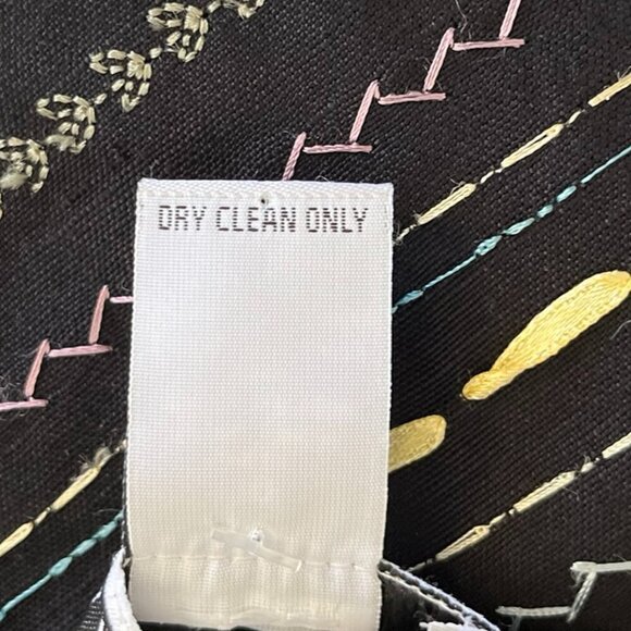 Carol Little Woman's Black Embroidered Bohemian Linen Maxi Dress Sz 10 - Picture 11 of 11